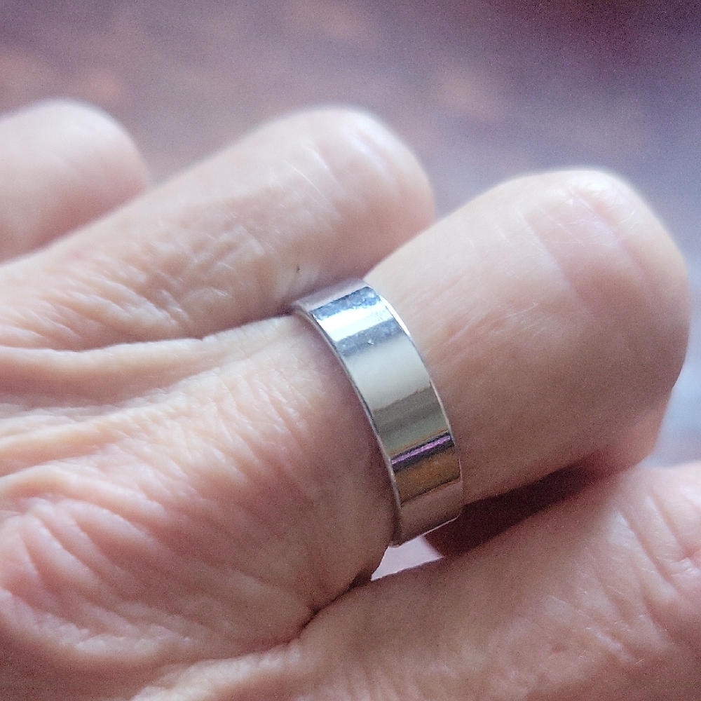 Sleek Stainless Steel Band 7 3/4 Ring